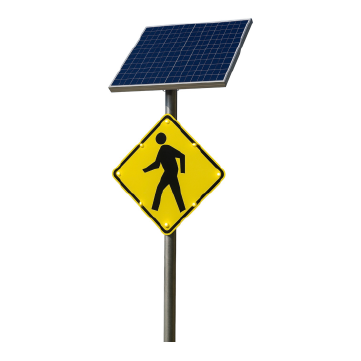 Winstar Pedestrian Crossing Solar LED Traffic Sign 30 in x 30 in, Green, Diamond Grade, W11-2 MUTCD